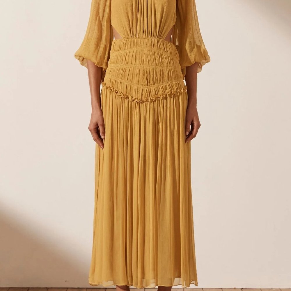 Never worn Shona Joy Iris Cut out backless midi Saffron